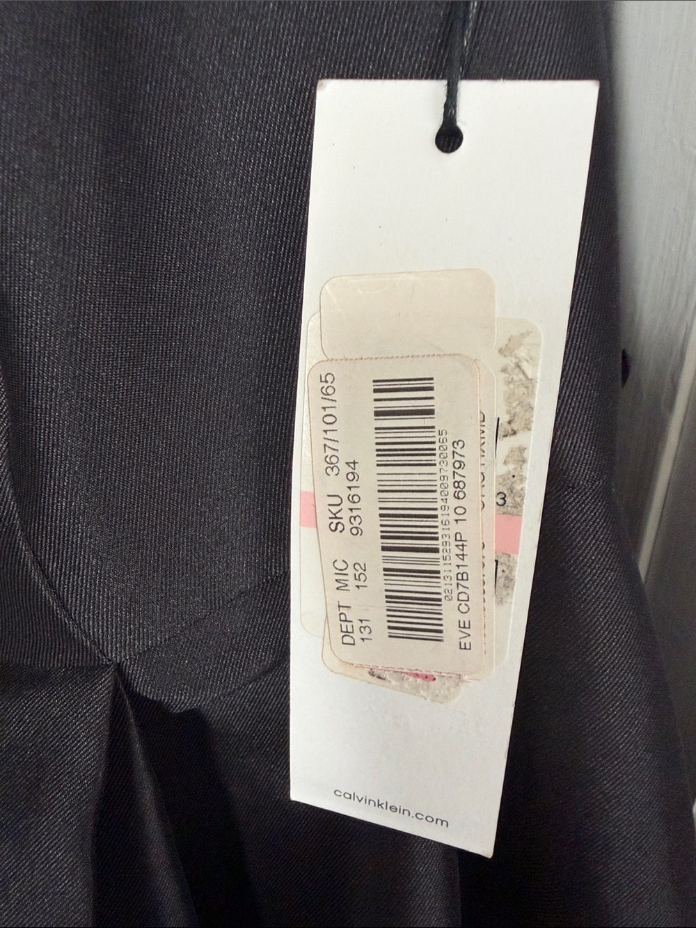 Calvin Klein Black Satin High-Low V-Neck Evening Gown - Picture 5 of 6